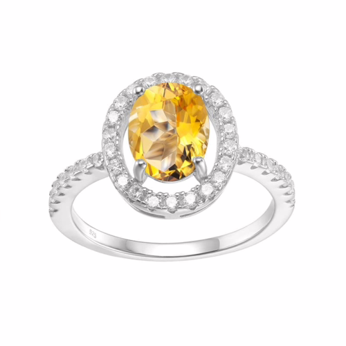 Oval Citrin Engagement Ring