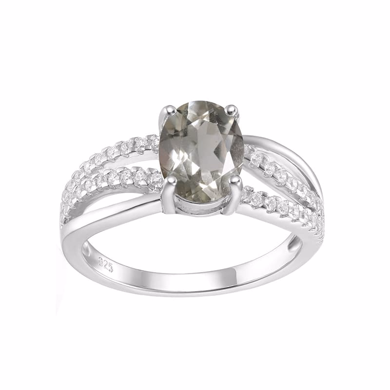 Oval Rauchquarz Ring mit Zirkonia – Bild 12