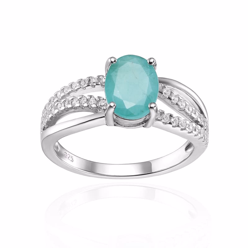 Smaragd Ring Silber mit Zirkonia