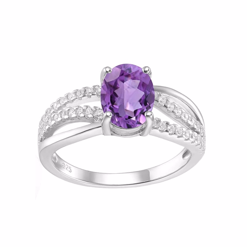 Damen Amethyst Ring mit Zirkonia