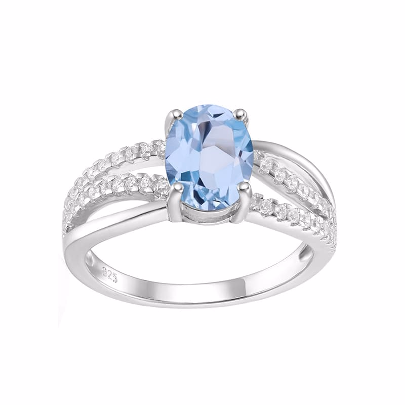 Damen Oval Topas Ring mit Zirkonia