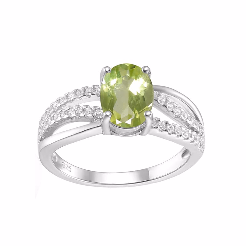 Peridot Oval Ring mit Zirkonia