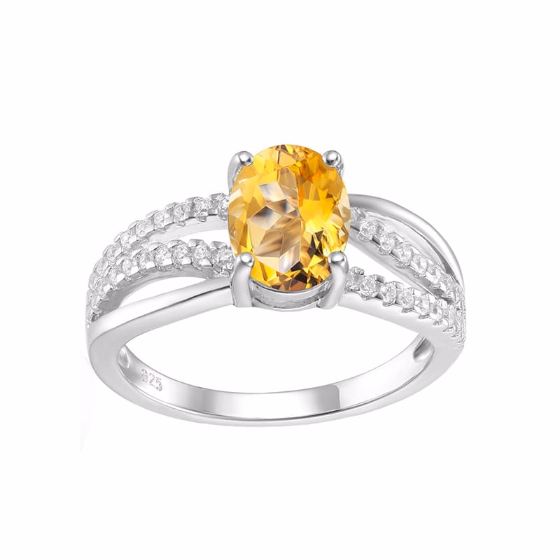 Citrin Oval Ring Aus Silber