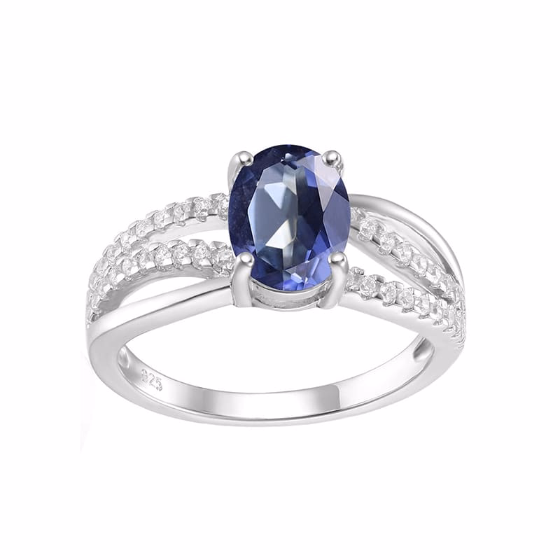 Bunte Quarz Oval Ring mit Zirkonia