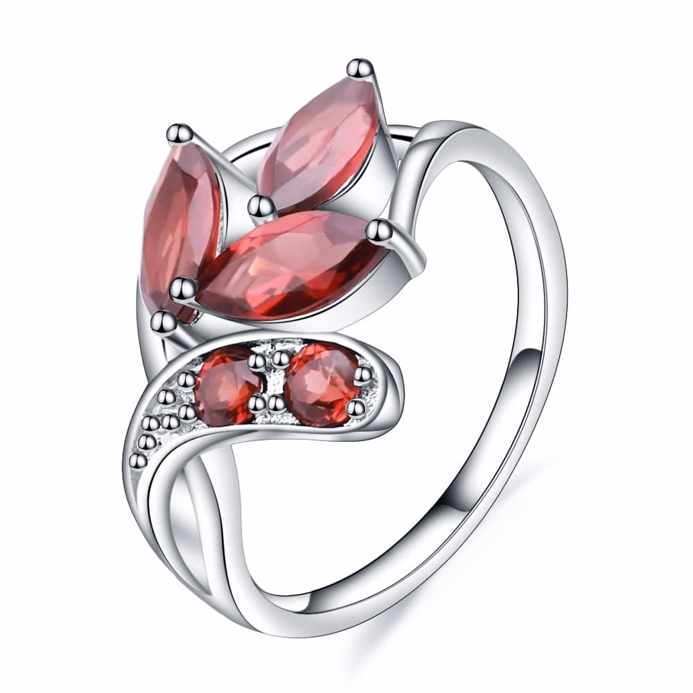 Silber Blattform Ring mit Edelstein