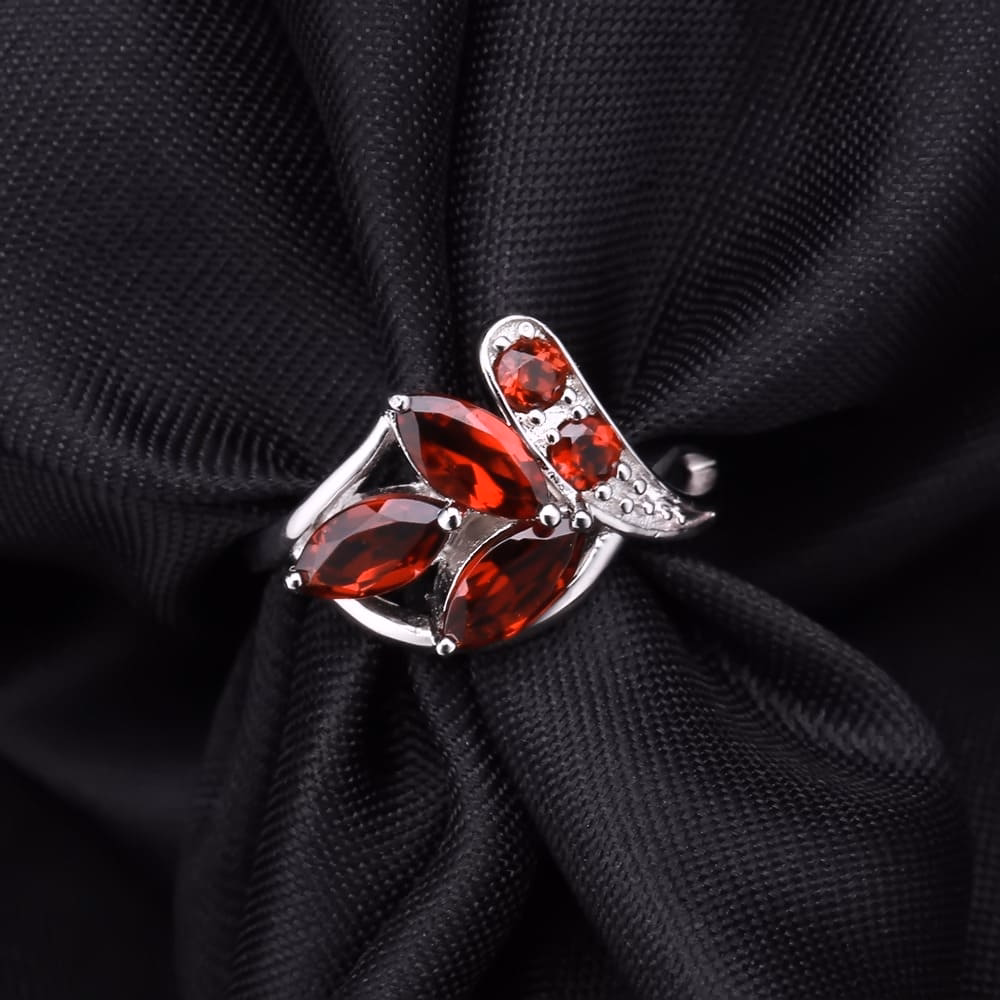 Silber Blattform Ring mit Edelstein