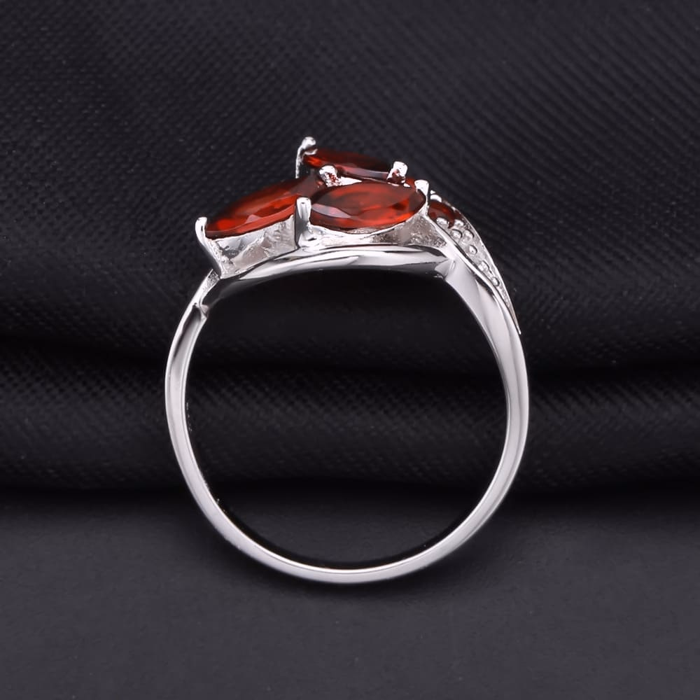 Silber Blattform Ring mit Edelstein