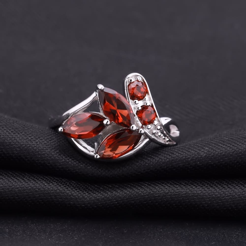 Silber Blattform Ring mit Edelstein