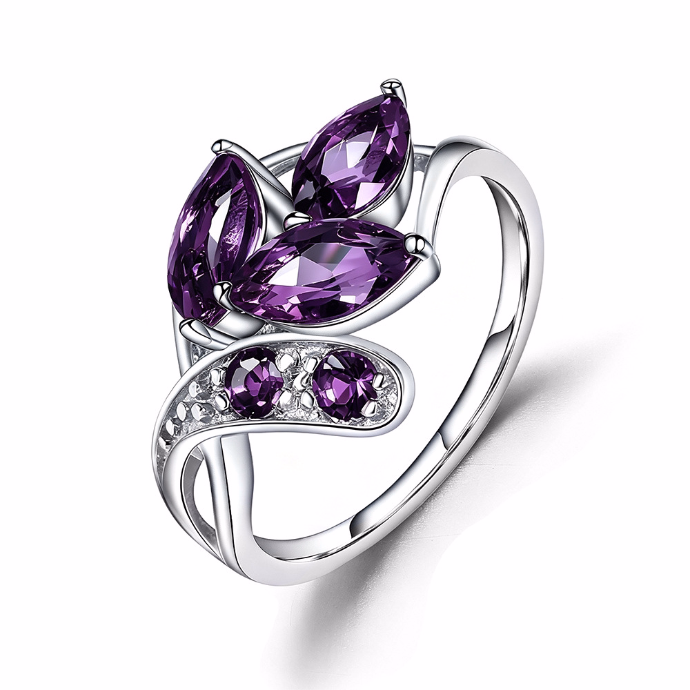 Amethyst Blattform Ring Aus Silber