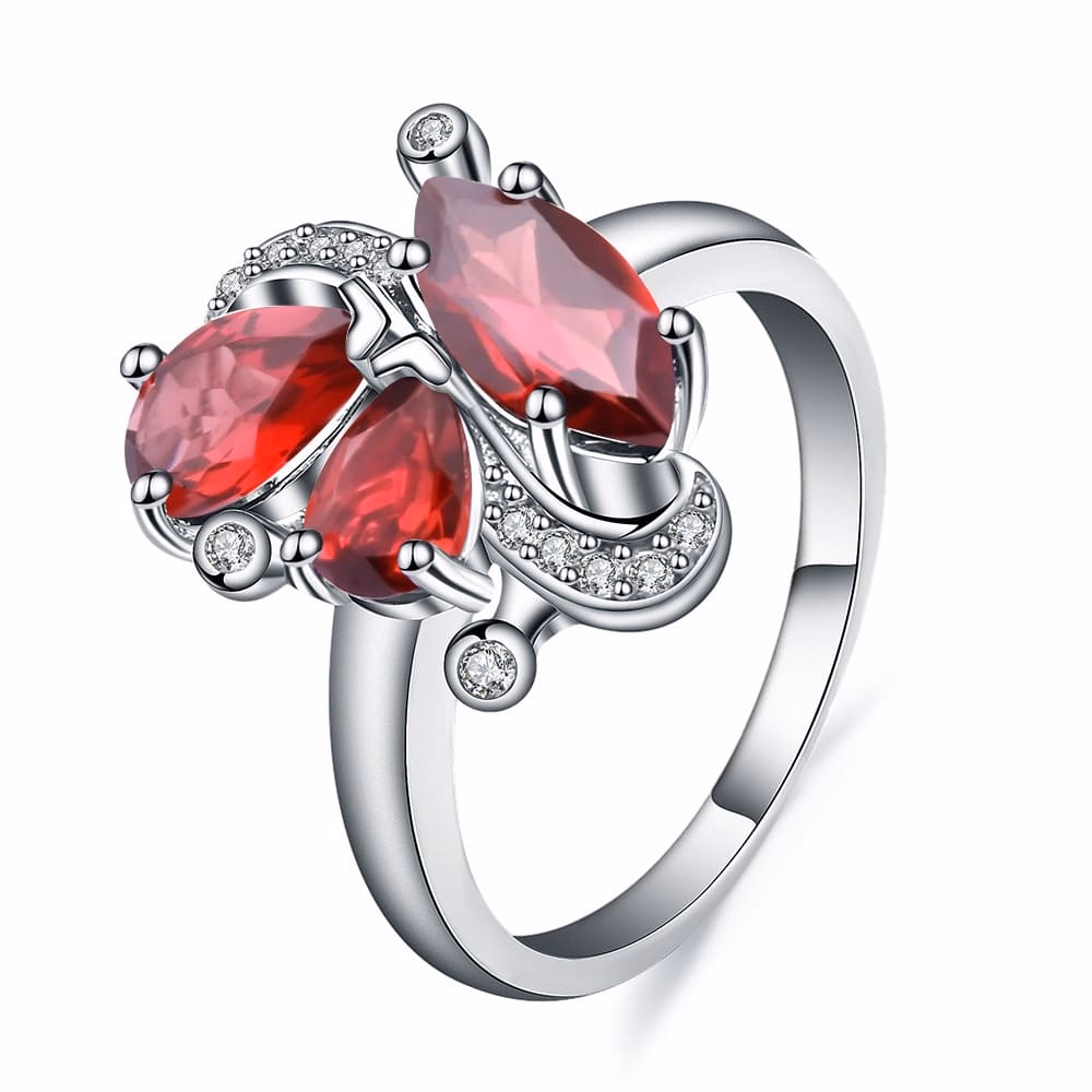 Silber Damen Ring mit Natürlicher Granat