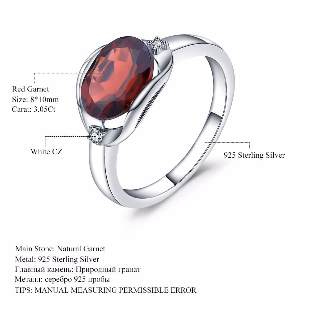 Schlicht Damen Ring mit Granat