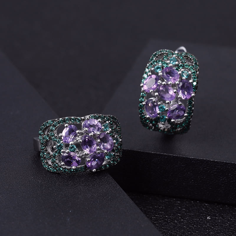 Ohrringe Silber mit Natürlich Amethyst