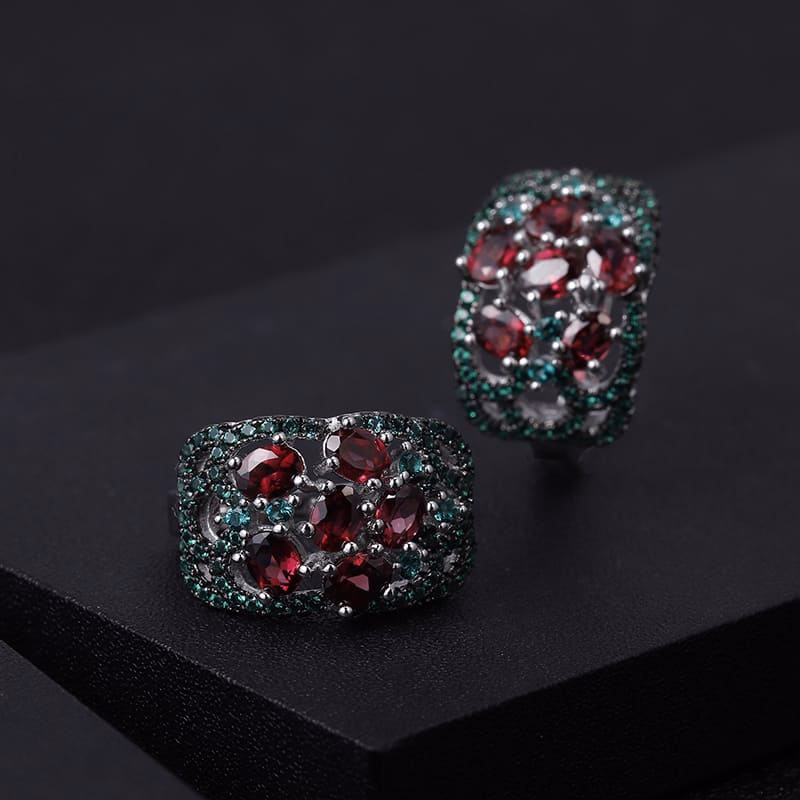 Ohrringe Silber Design mit Granat