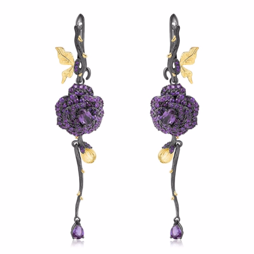 Lange Ohrringe Damen mit Amethyst