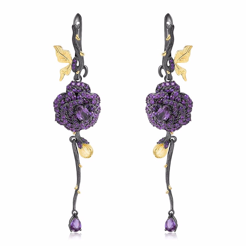 Lange Ohrringe Damen mit Amethyst