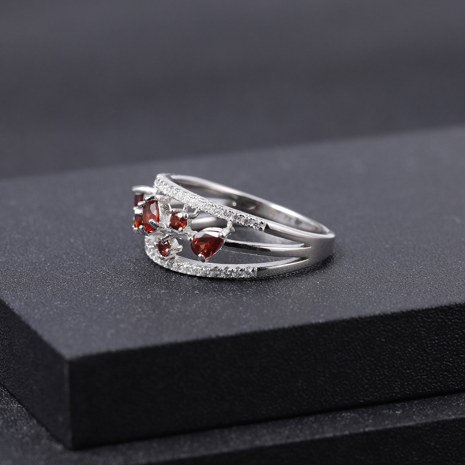 Granat silbernen ring damen mit stein