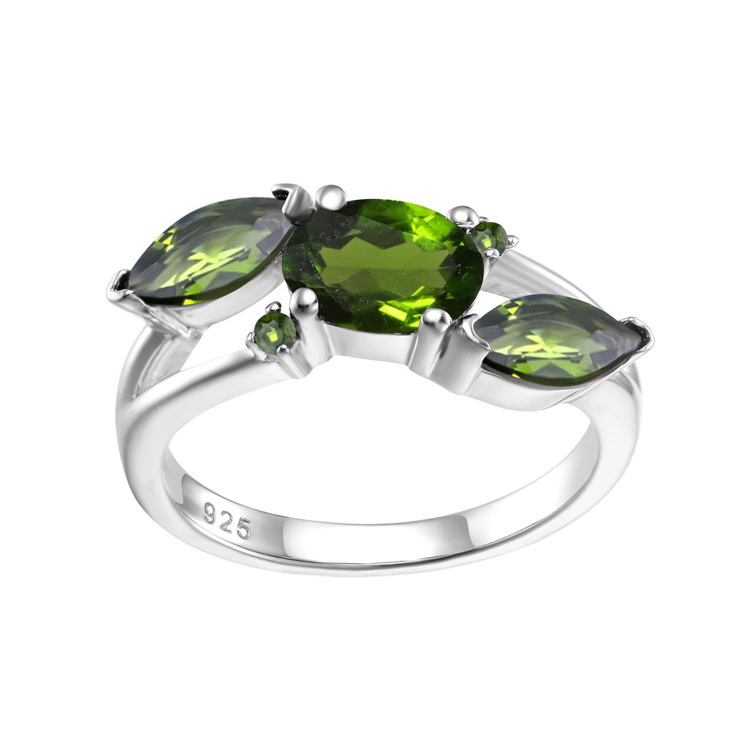 Schlicht Diopside ring silber damen
