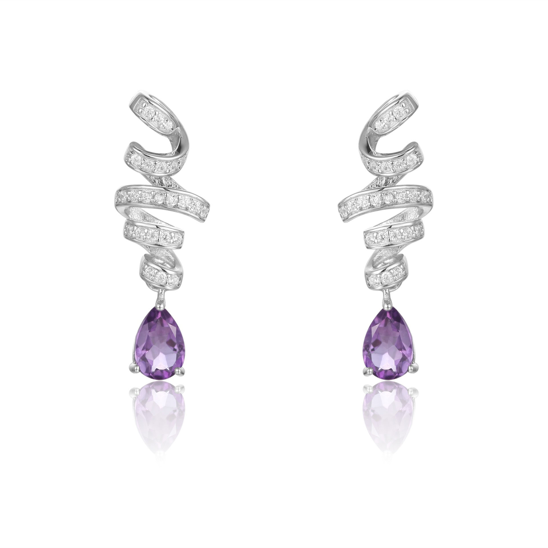 Spiral silber ohrringe damen mit Amethyst