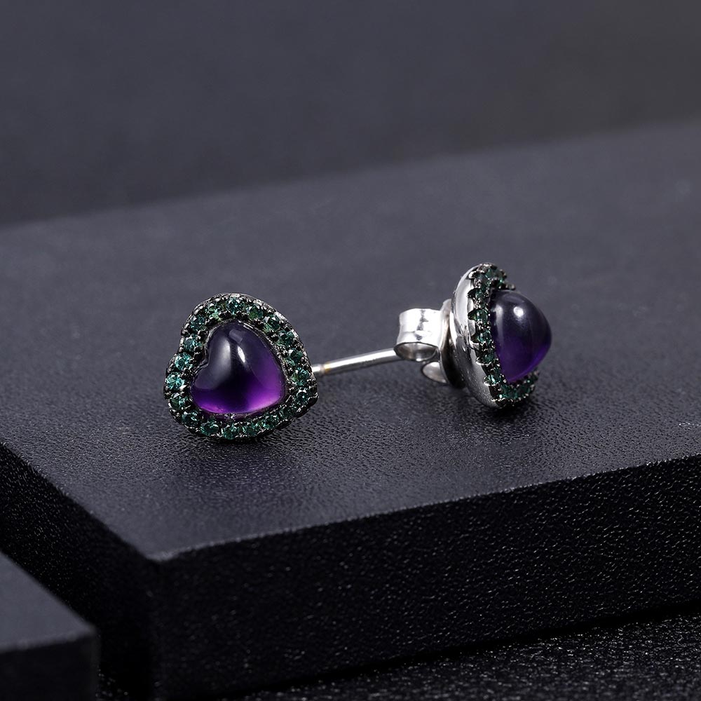 Damen Amethyst Herz Ohrringe stecker