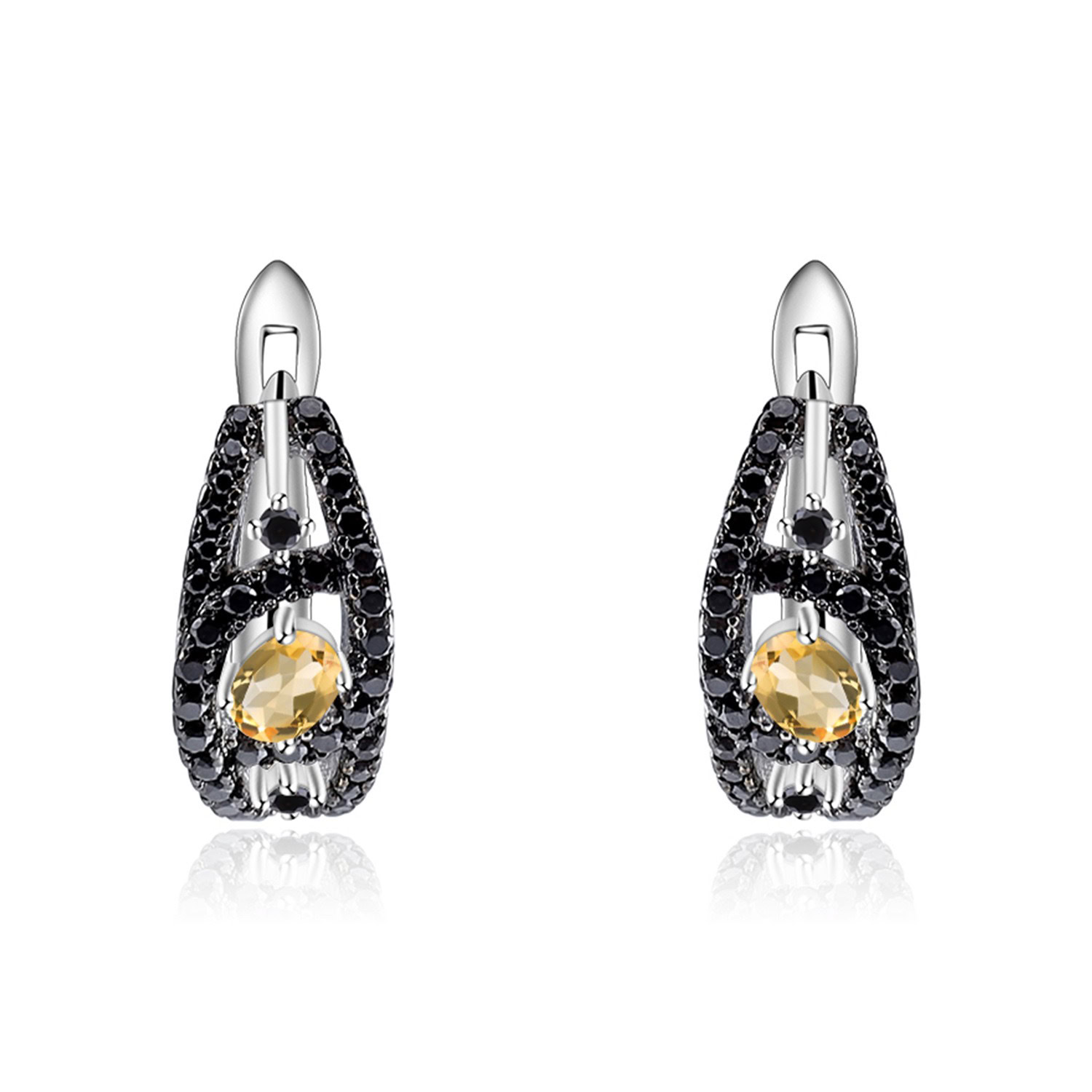 Hoop Ohrringe Stecker silber Citrin
