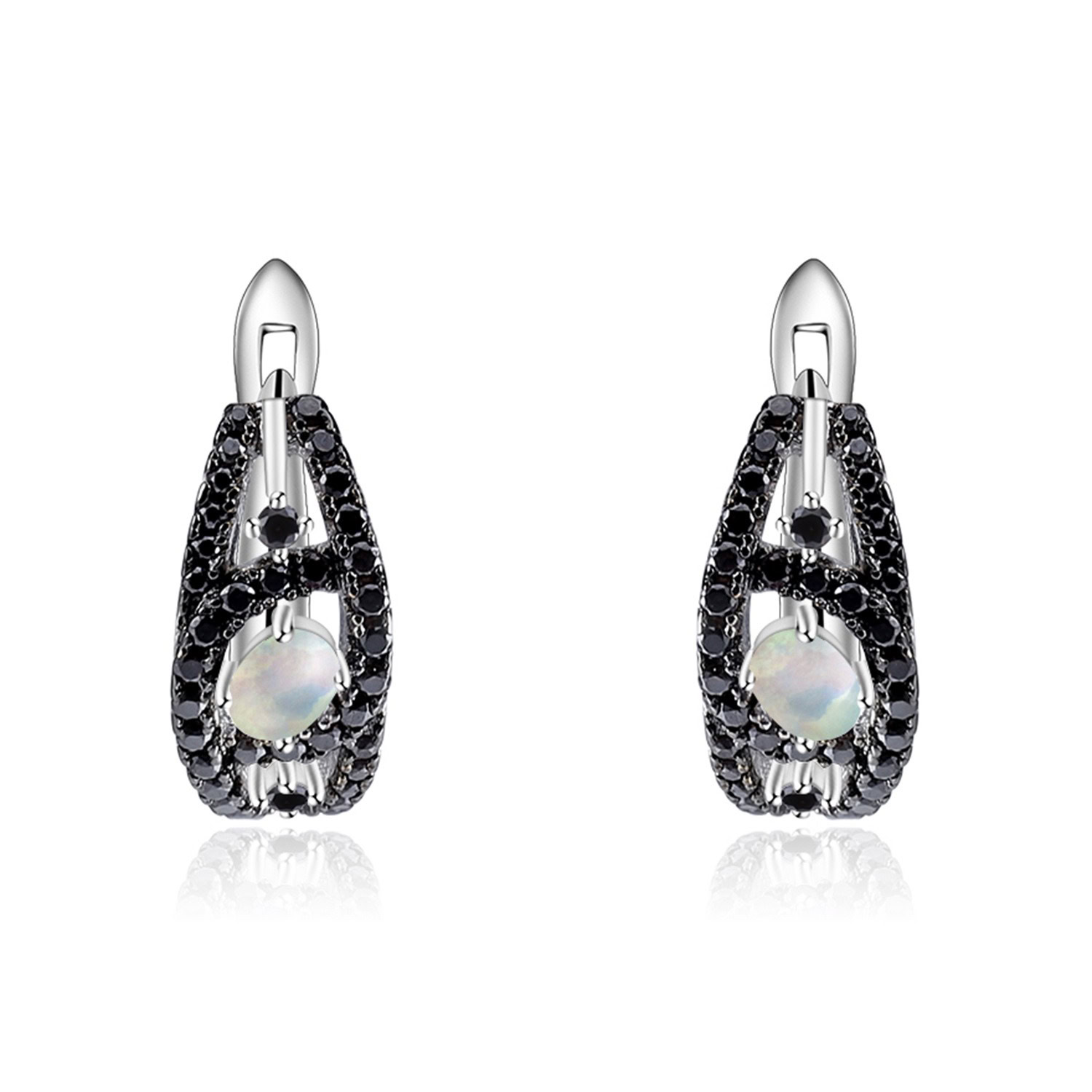 Hoop Ohrringe Stecker silber Opal