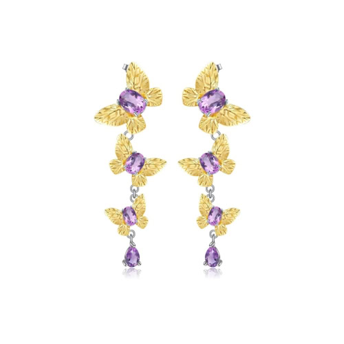 Schmetterling Ohrringe Gold Amethyst