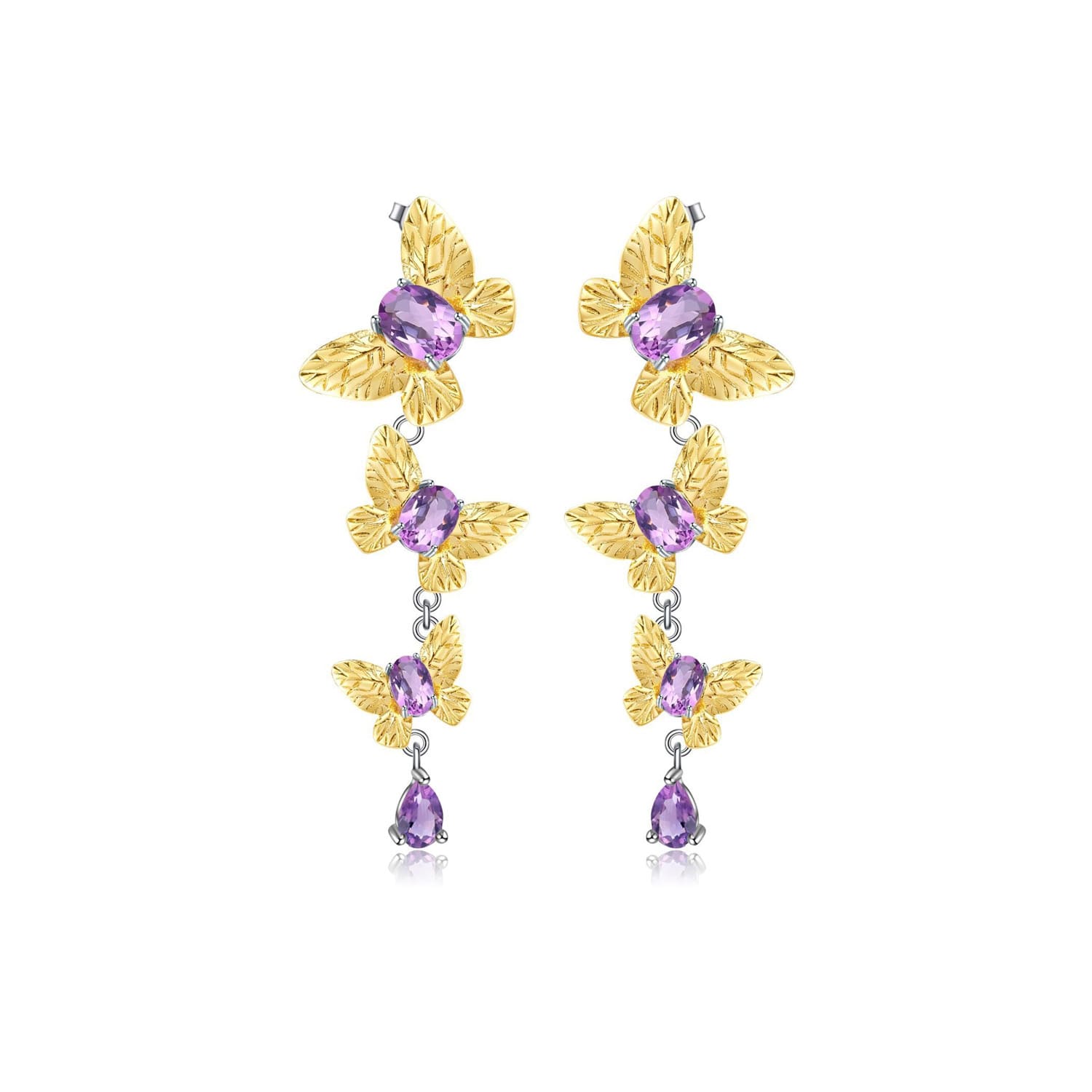 Schmetterling Ohrringe Gold Amethyst