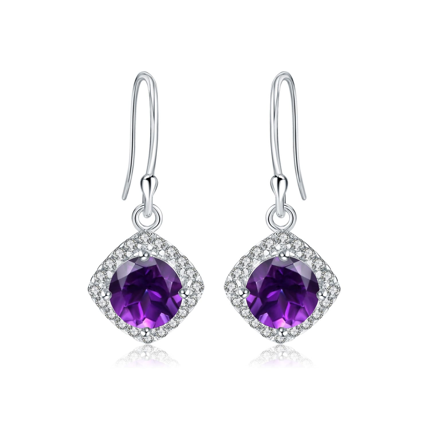 Amethyst ohrringe silber hängend mit stein