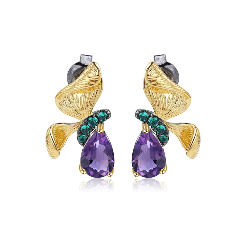 Amethyst Schmetterling Ohrringe Stecker gold