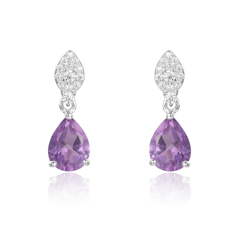 Amethyst Tropfen Ohrringe silber damen Zirkonia