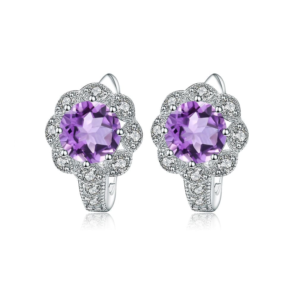 Amethyst Ohrringe Stecker silber mit Zirkonia