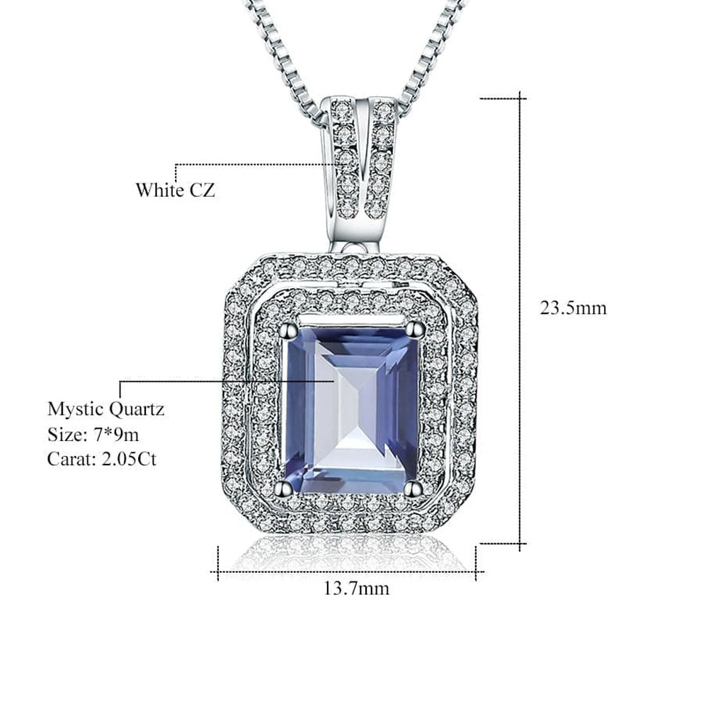 Silber Blau Quarz Kette mit Rechteckigem Anhänger