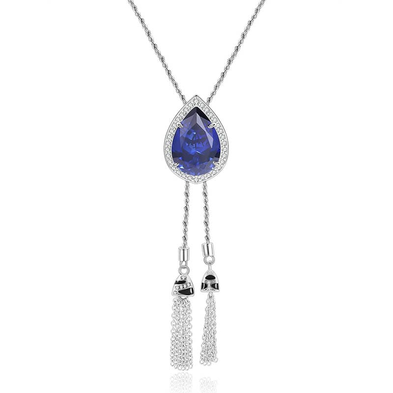 Silber y kette mit Saphir anhänger