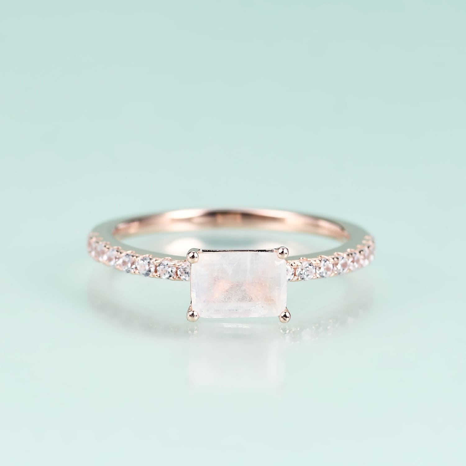 Baguette Ring mit Mondstein
