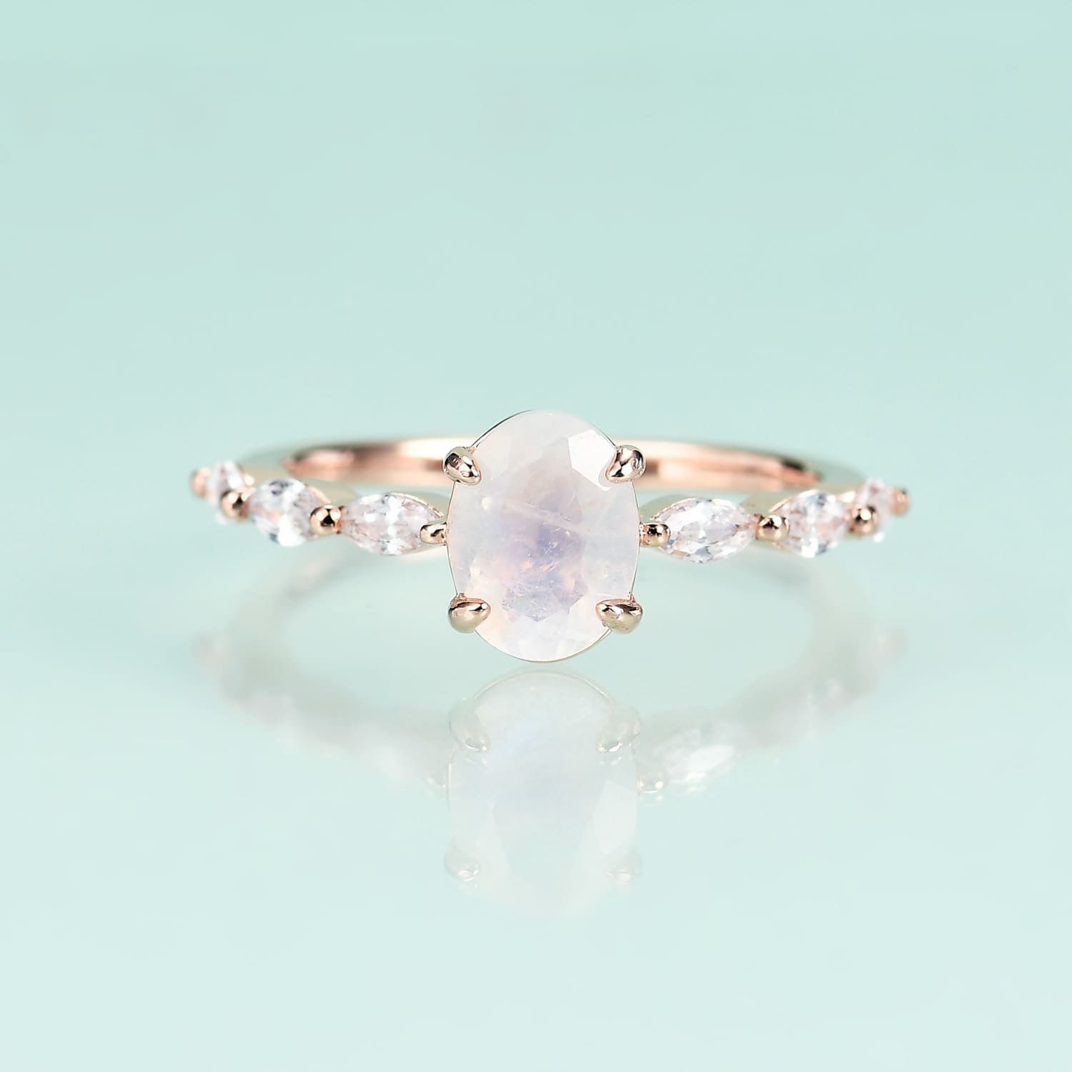 Mondstein Ring Rosegold für Damen