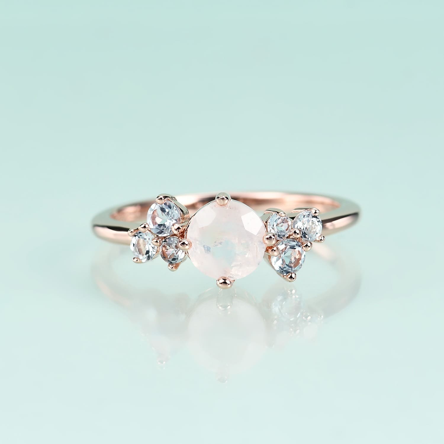 Mondstein Ring Rosegold mit Zirkonia