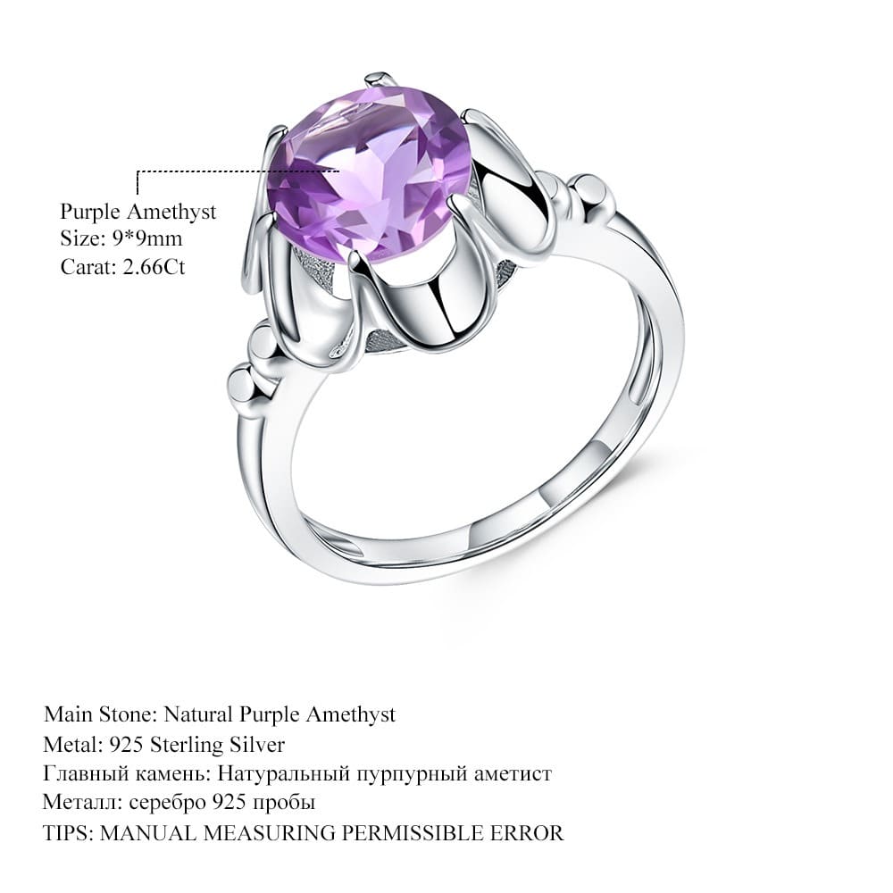 Silber Blume Ring mit Amethyst