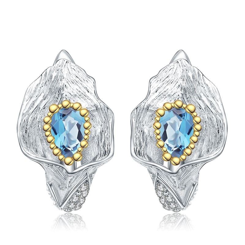 Blumen Ohrringe Silber mit Topas
