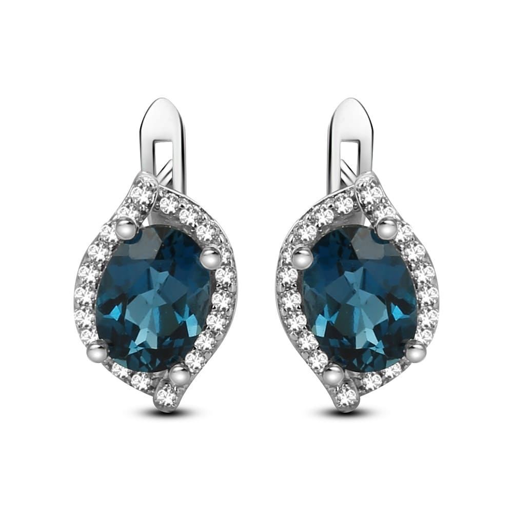 London Blue Topas Silber Ohrringe Stecker