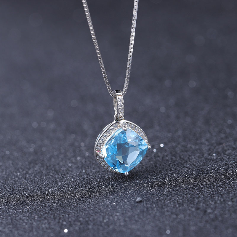 Quadrat Edelstein Kette Anhänger Topas
