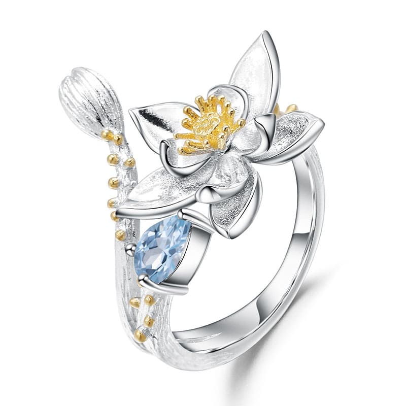 Blume Ring aus 925 Silber