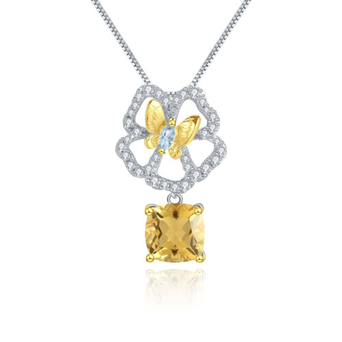 Blumen Kette mit Citrin