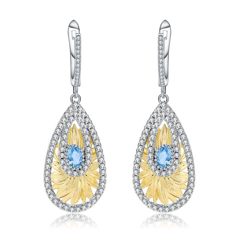 Sonnenblumen Ohrringe mit Edelstein