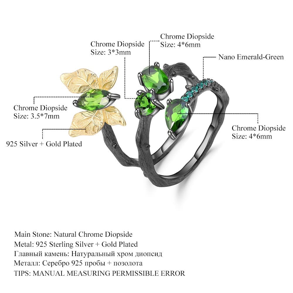 Butterfly Ring mit Diopside
