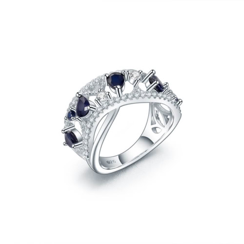 Silber Ring Damen mit Saphir