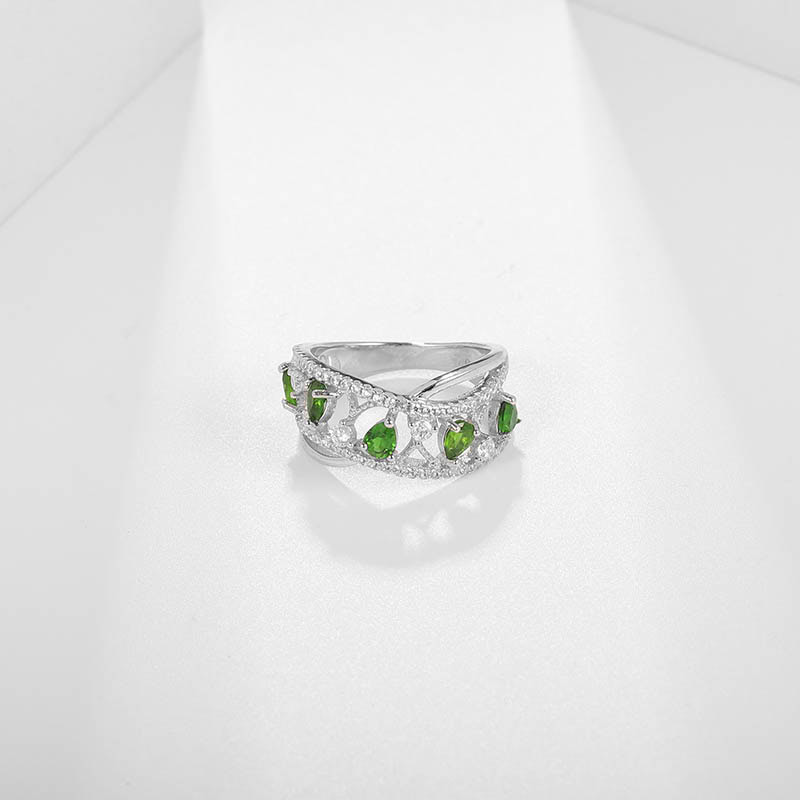Damen Ring Silber mit Diopside