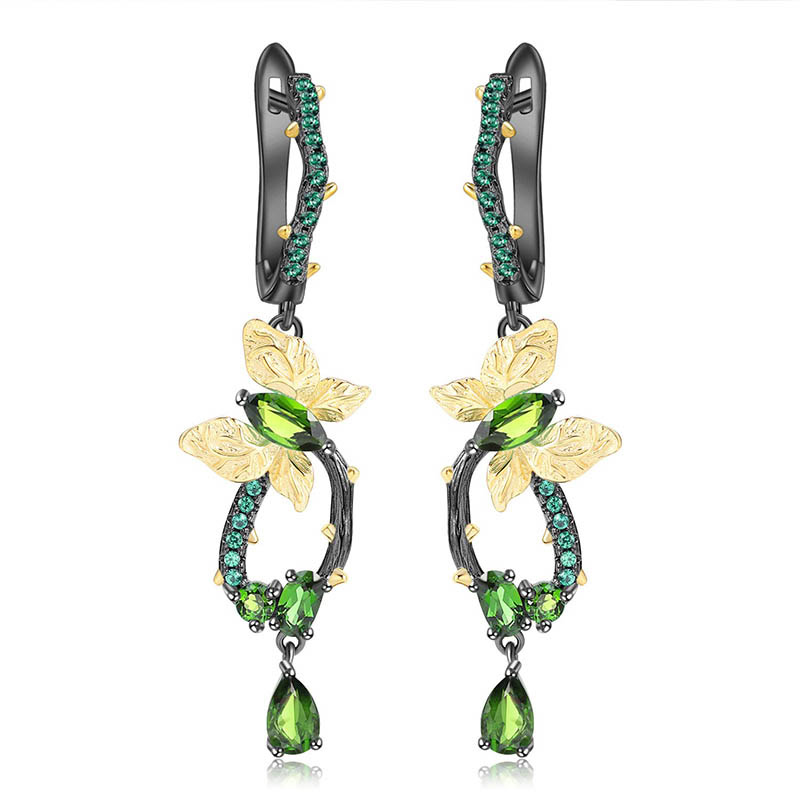 Schmetterling Ohrringe mit Diopside