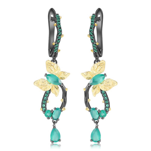 Vintage Schmetterling Ohrringe mit Achat