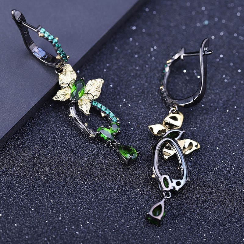 Schmetterling Ohrringe mit Diopside