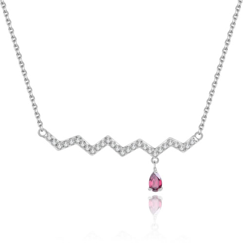 Silber Kette mit Tropfenform Granat